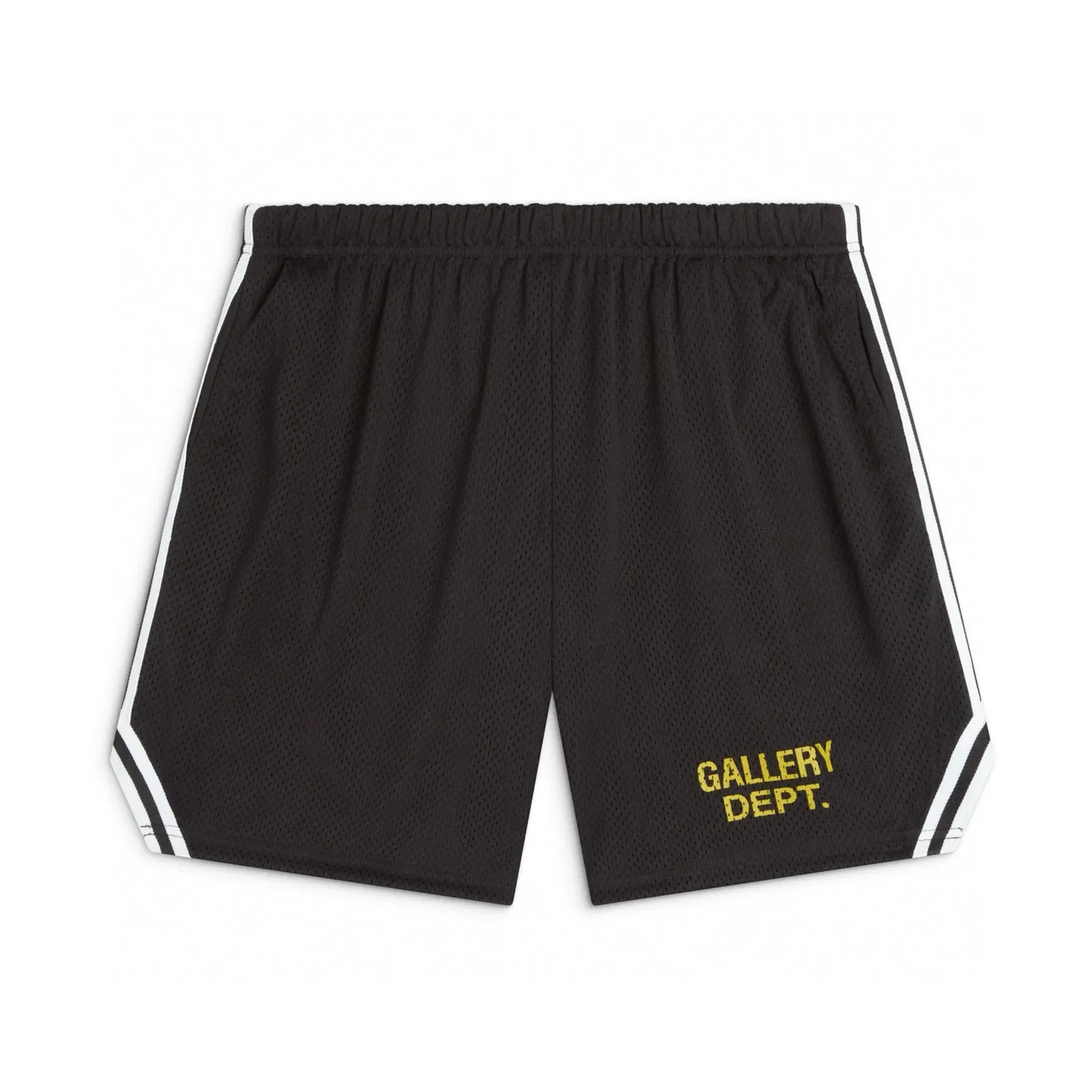 GALLERY DEPT. VENICE COURT SHORTS English mesh shorts Logo webbing wide-leg basketball shorts Black and white S-XL Original molding Loose wide-leg version American boys' first choice Breathable mesh fabric Superimposed soft material inside Comfortable and easy to match Custom-woven original consistent webbing/main mark/component wash mark Details are enlarged to follow